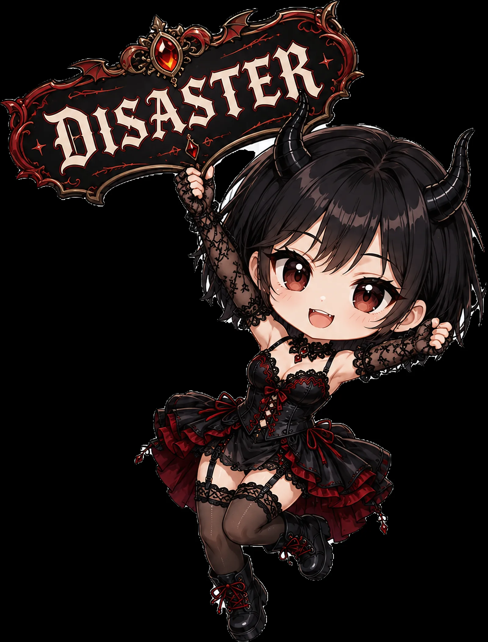 DISASTER 팻말을 든 작은 SHINHWI